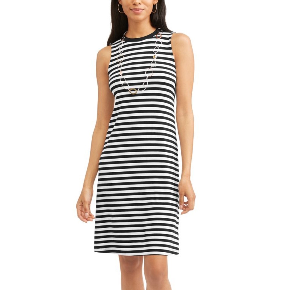 Striped tank dress with pockets